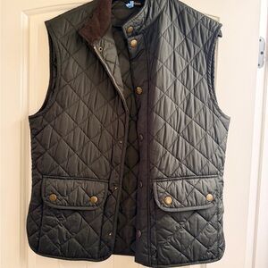 Barbour Olive Quilted Vest with Brown Accents